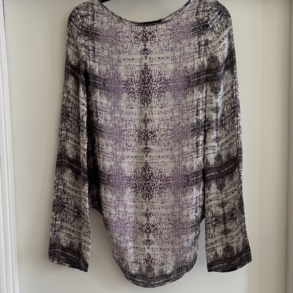 ❤️ Theyskens Theory 100% Silk Long Sleeve Top Size P